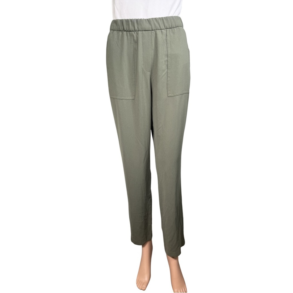 Theory Olive Northsound Drapey Crepe Relaxed Fit Pants –‎ Size 8